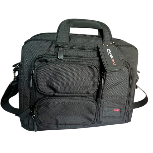 Mobile Edge Black Laptop Briefcase Shoulder Bag Padded 15-17" Computer Case Used - Picture 1 of 9